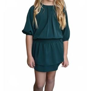 NEW PLEAT girl's rory dress in green